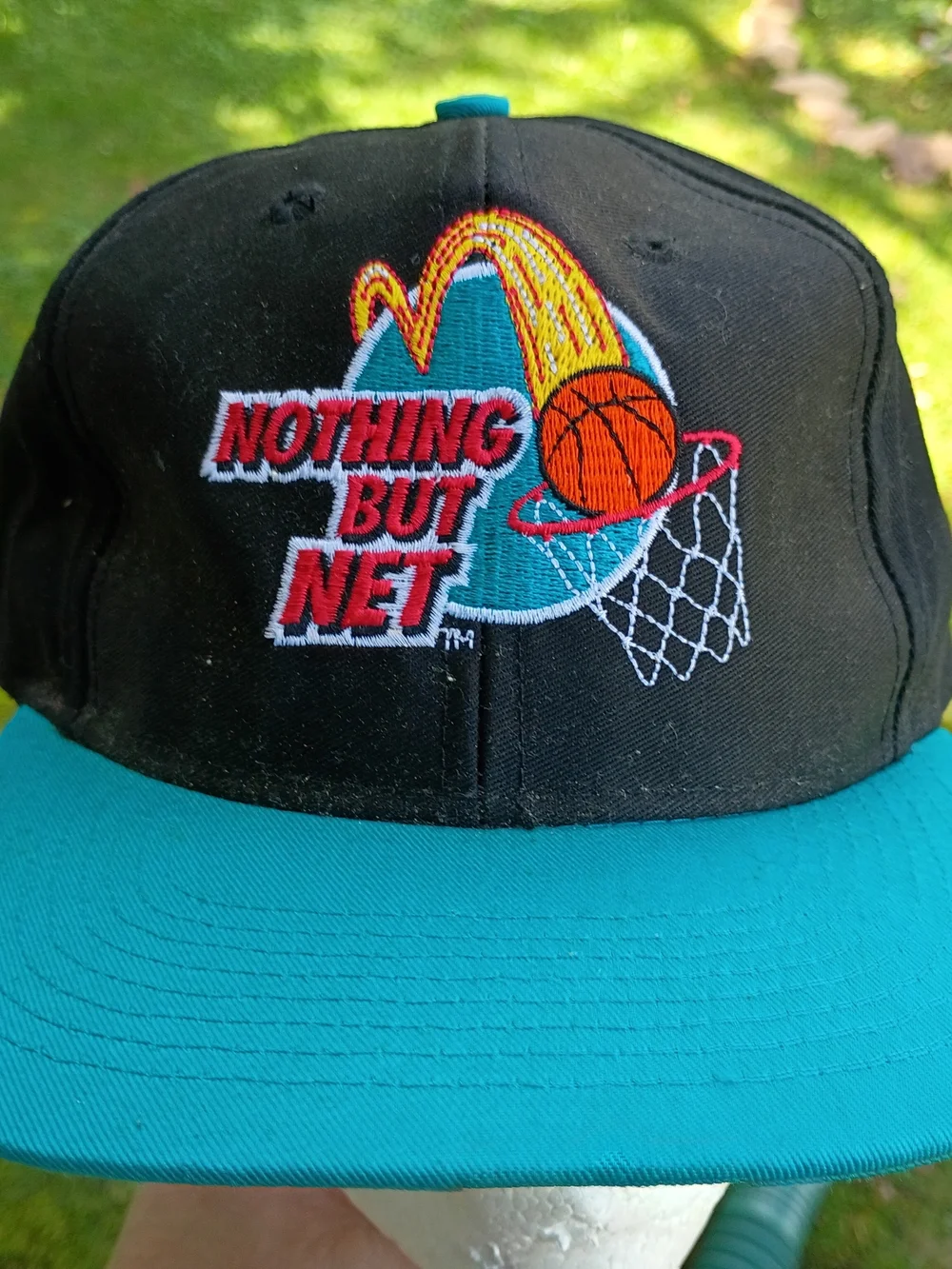 Vintage 1993 McDonalds Nothing But Net Basketball Snapback Hat 90s Aqua Promo